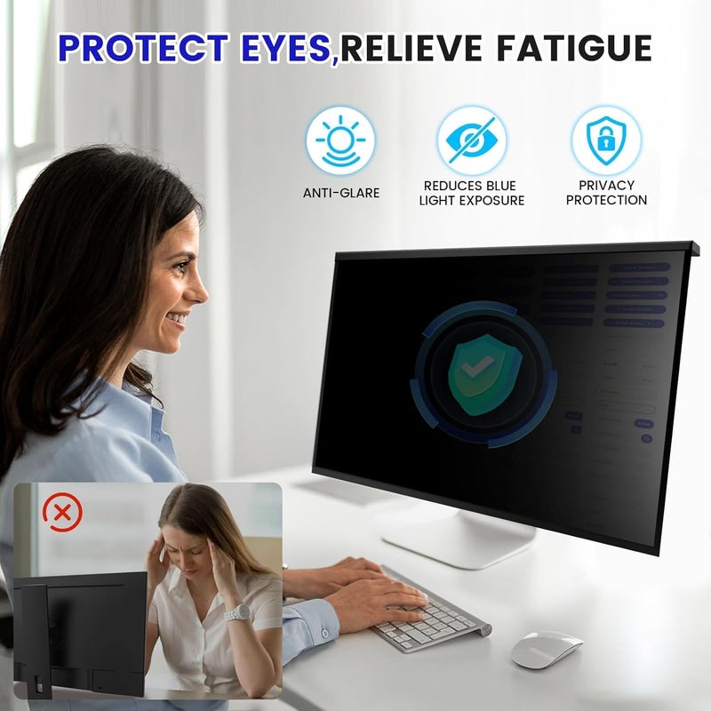 ZpTsarinal Hanging 32 Inch Computer Privacy Screen Filter, Hanging Computer Screen Privacy Cover, Compatible with, 32 Inch 16:9 Widescreen Monitors, Protect Eyes from Glare and Blue Light - Image 5